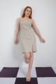 Women's Beige Slit Mini Dress