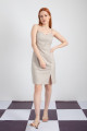 Women's Beige Slit Mini Dress