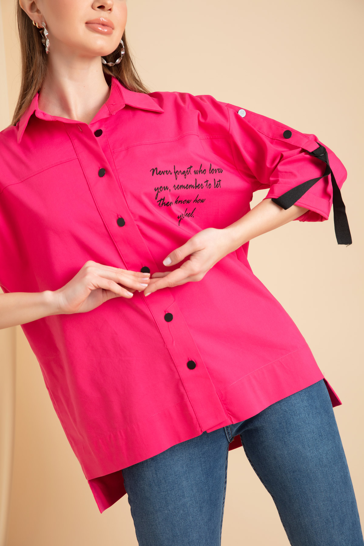 Women's Fuchsia Printed Shirt