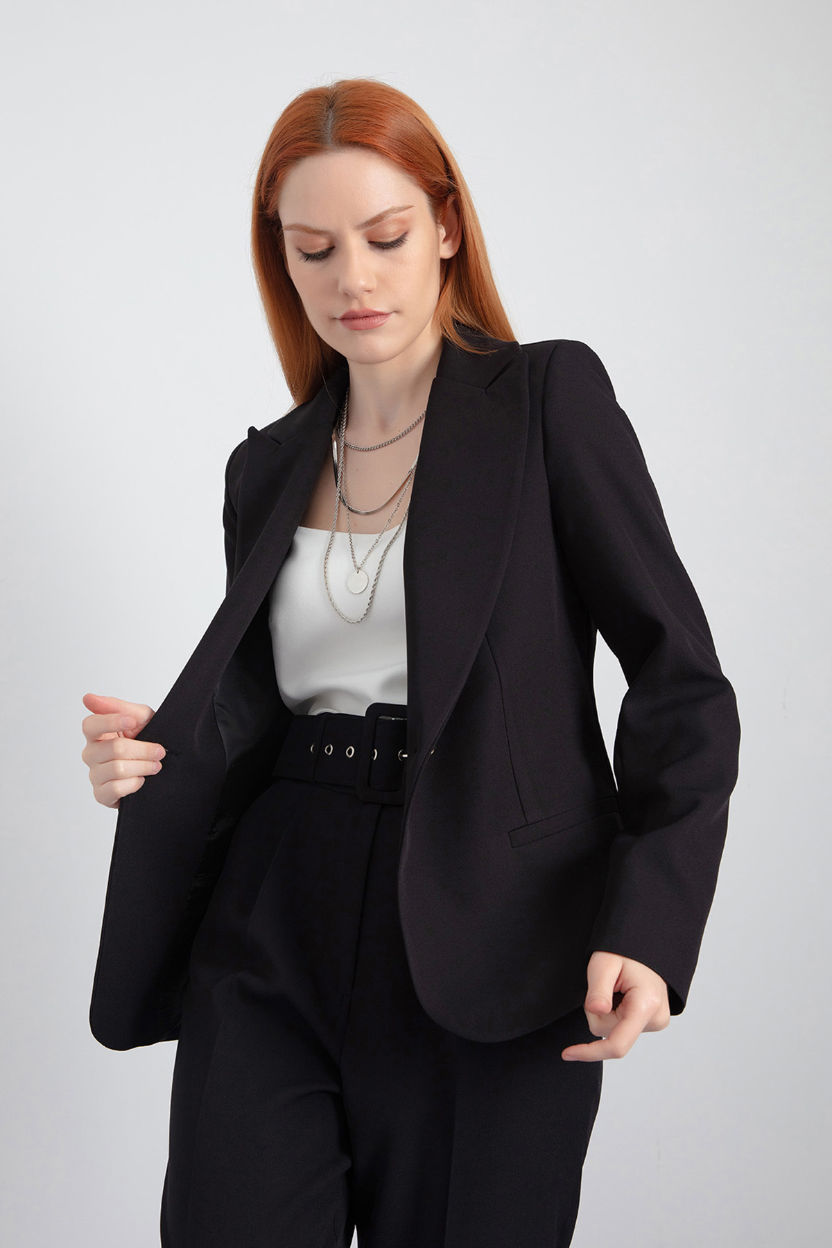 Women's Black Single Button Jacket