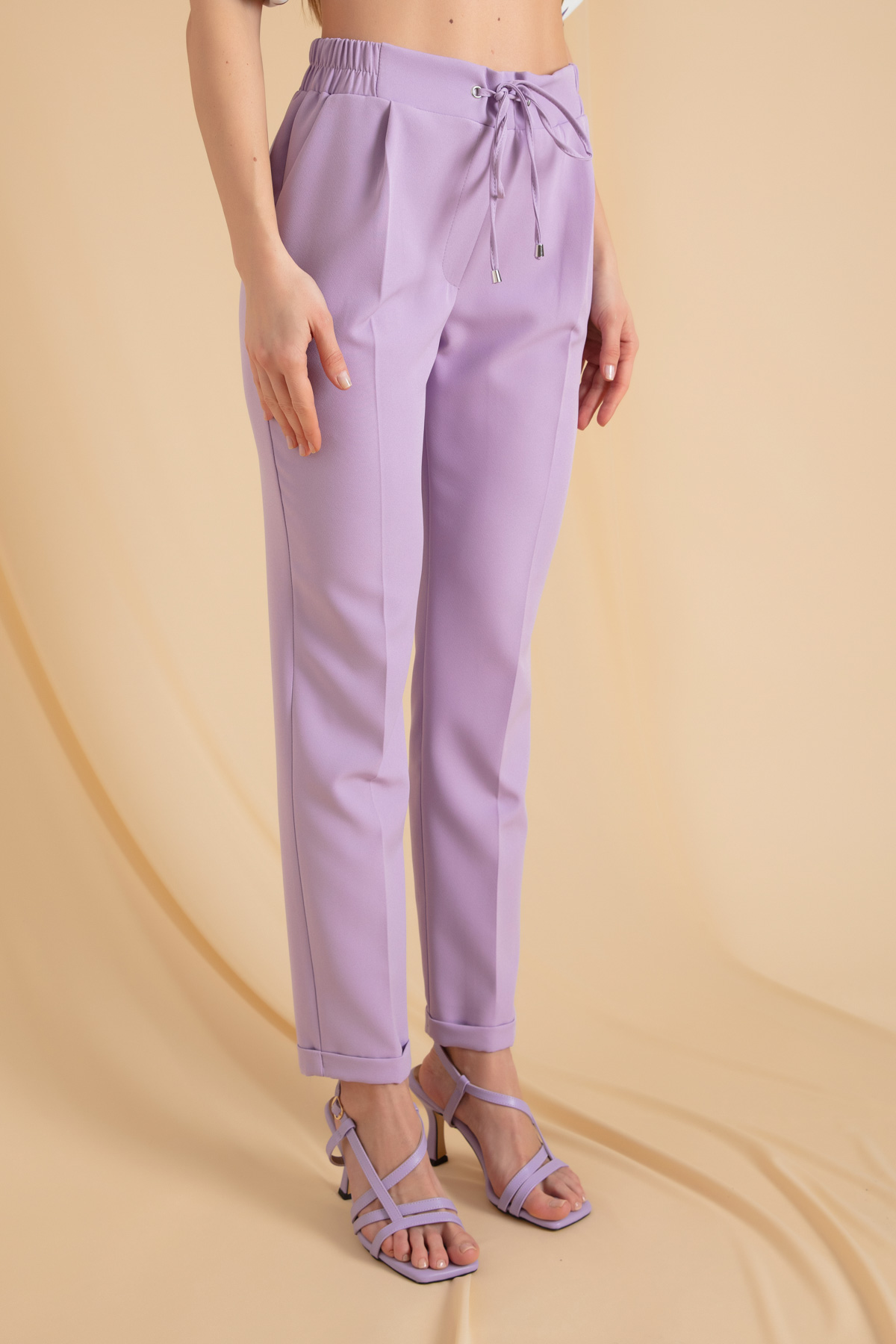Women's Lilac Waist Lace-Up Trousers
