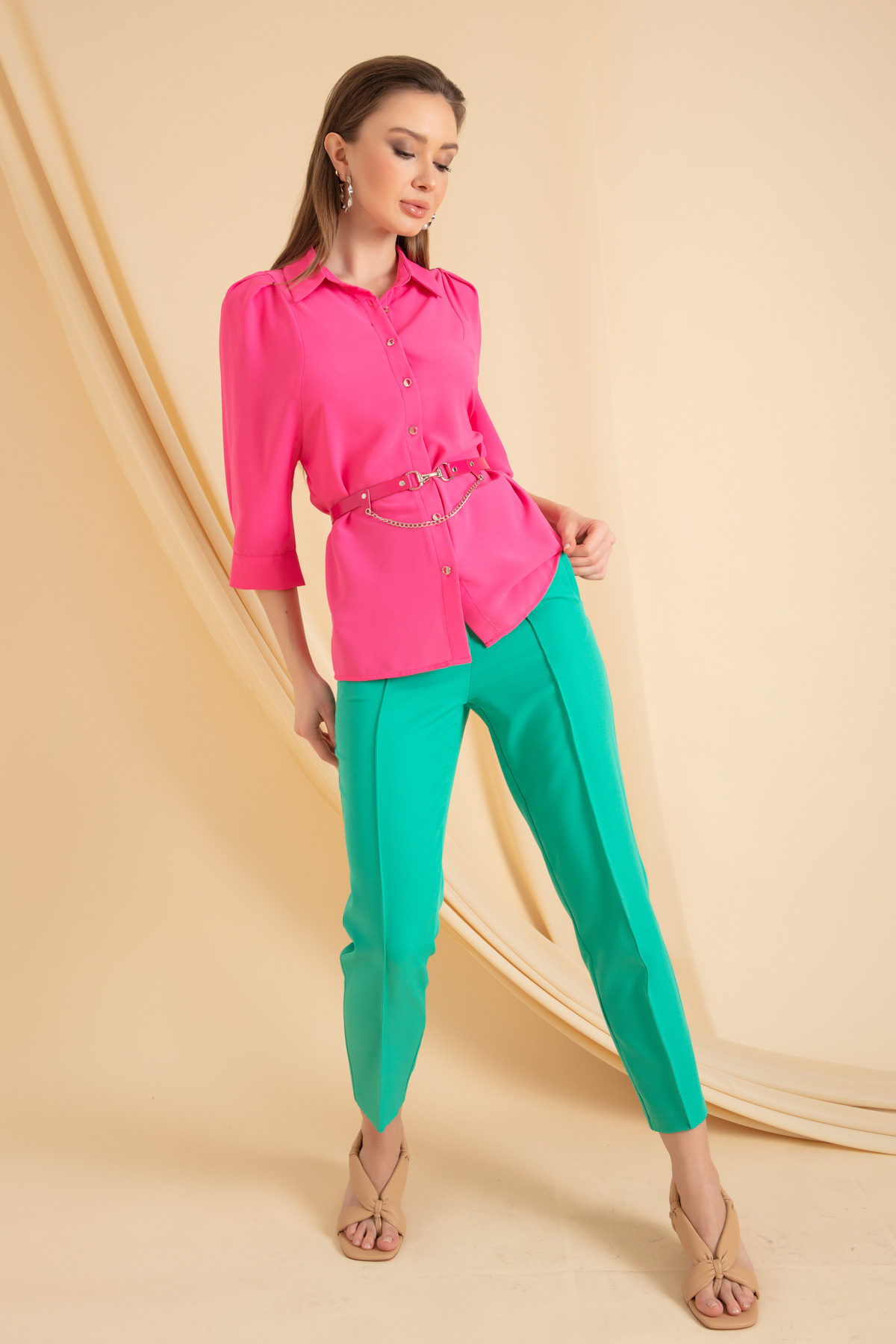 Women's Green Button Detailed Trousers