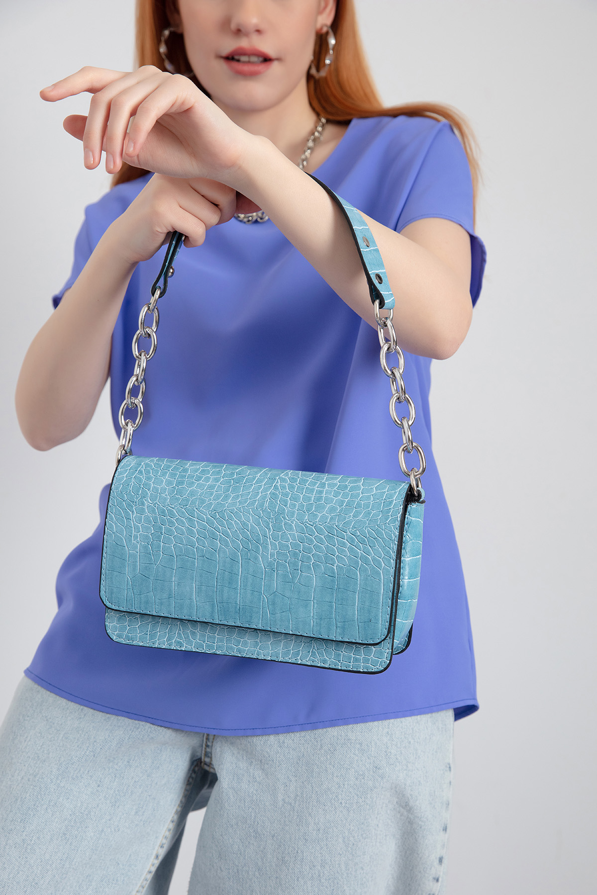 Women's Blue Chain Bag