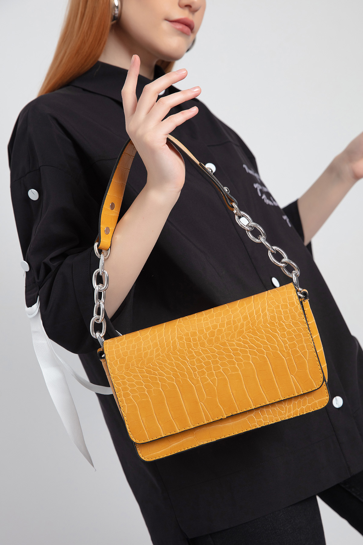 Women's Mustard Chain Bag