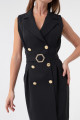 Women's Black Gold Buttoned Jacket Dress