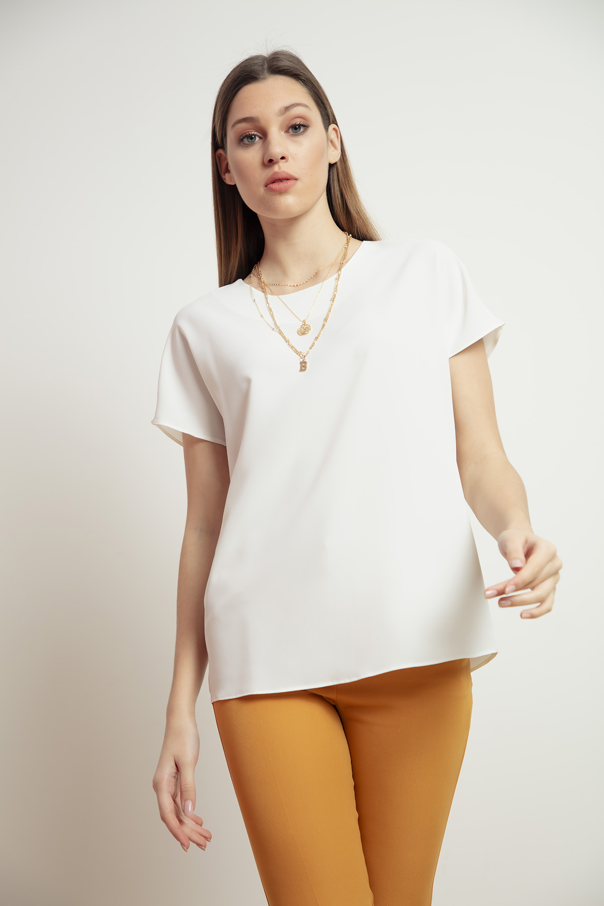 Women's White Short Sleeve Blouse