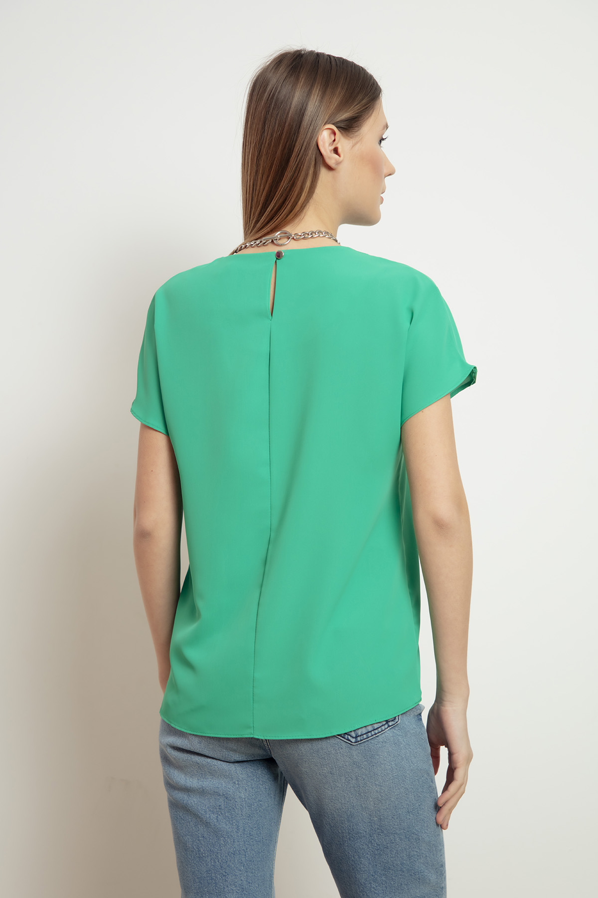 Women's Green Short Sleeve Blouse
