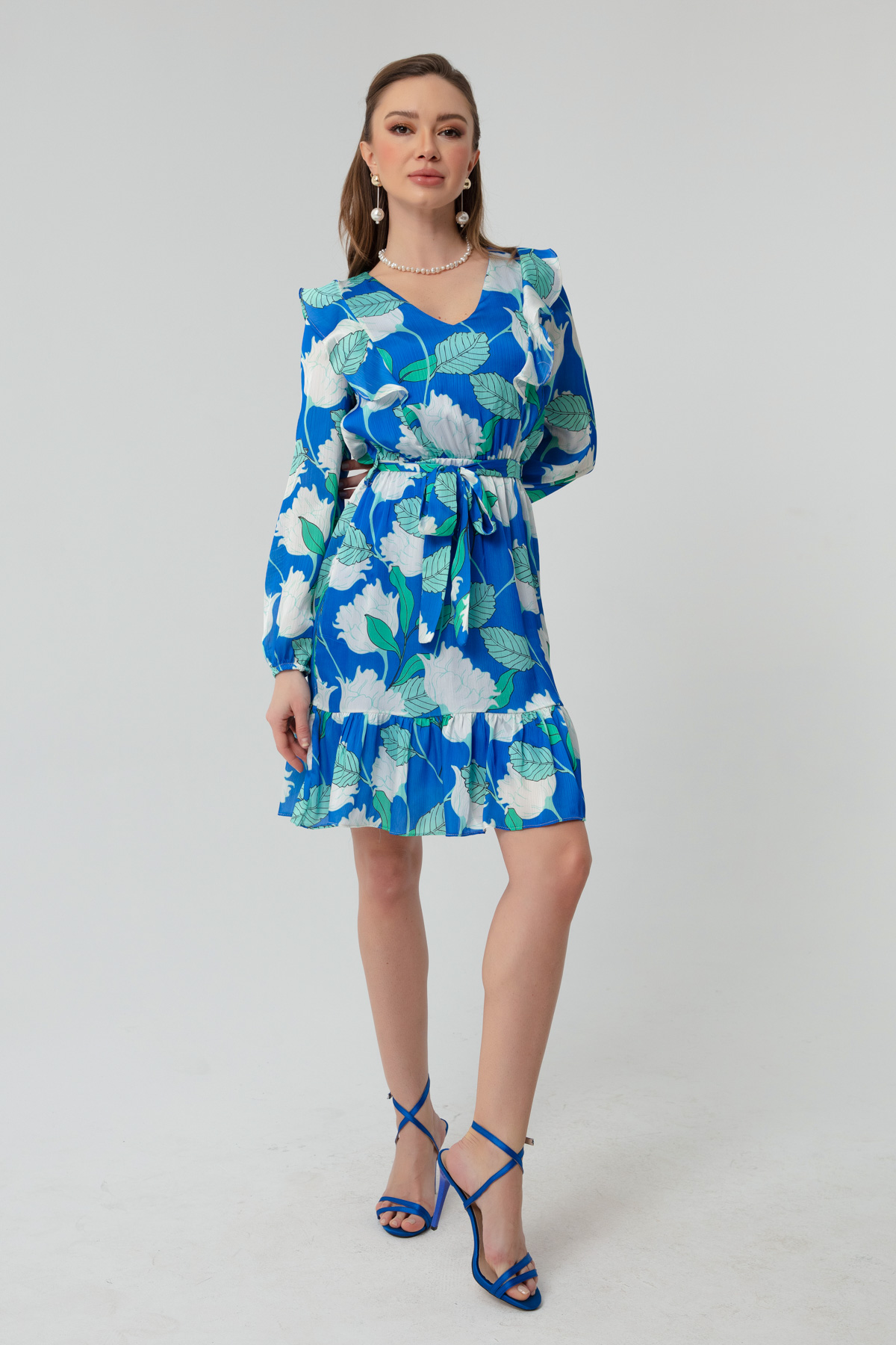 Women's Blue Floral Mini Dress
