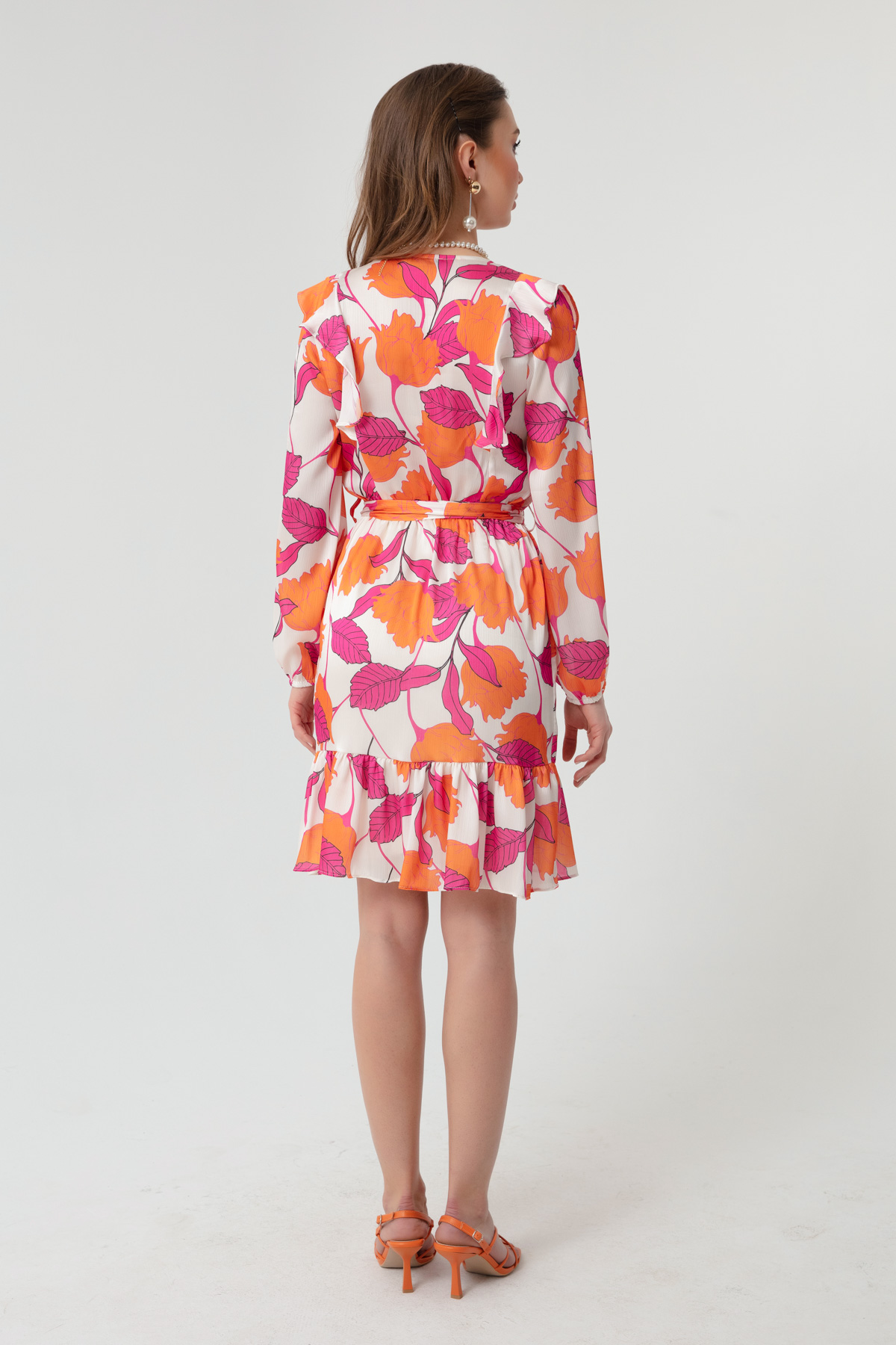 Women's Orange Floral Mini Dress