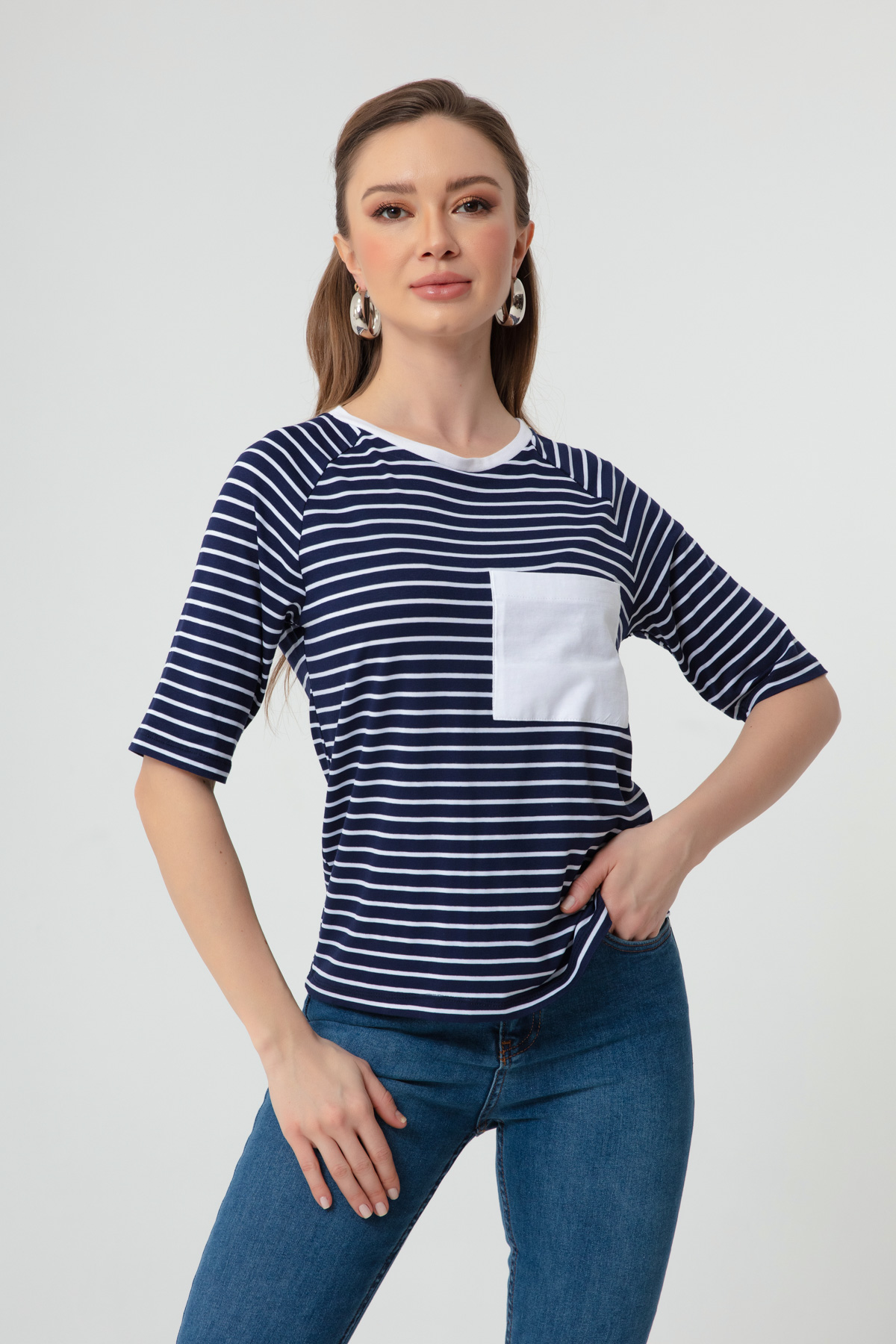 Women's White Striped T-Shirt