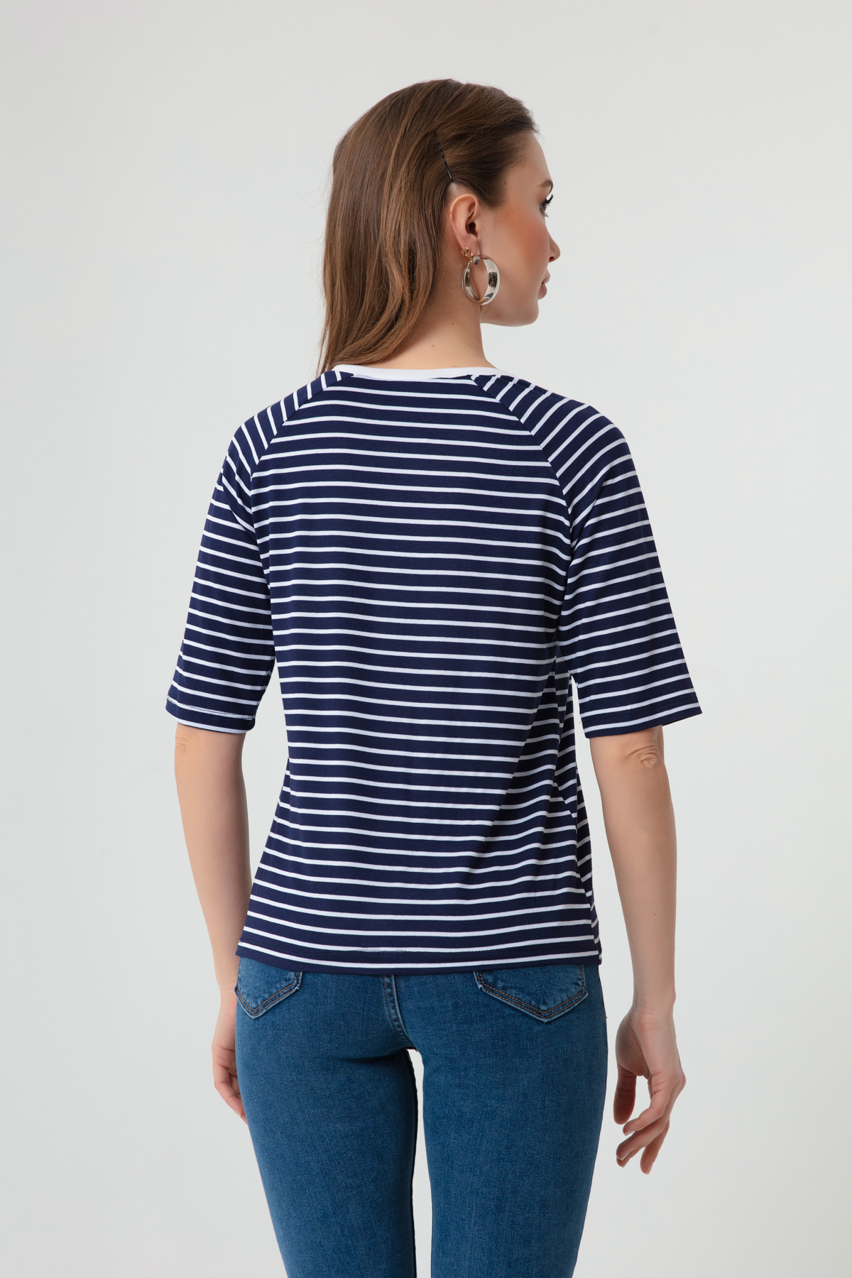 Women's White Striped T-Shirt
