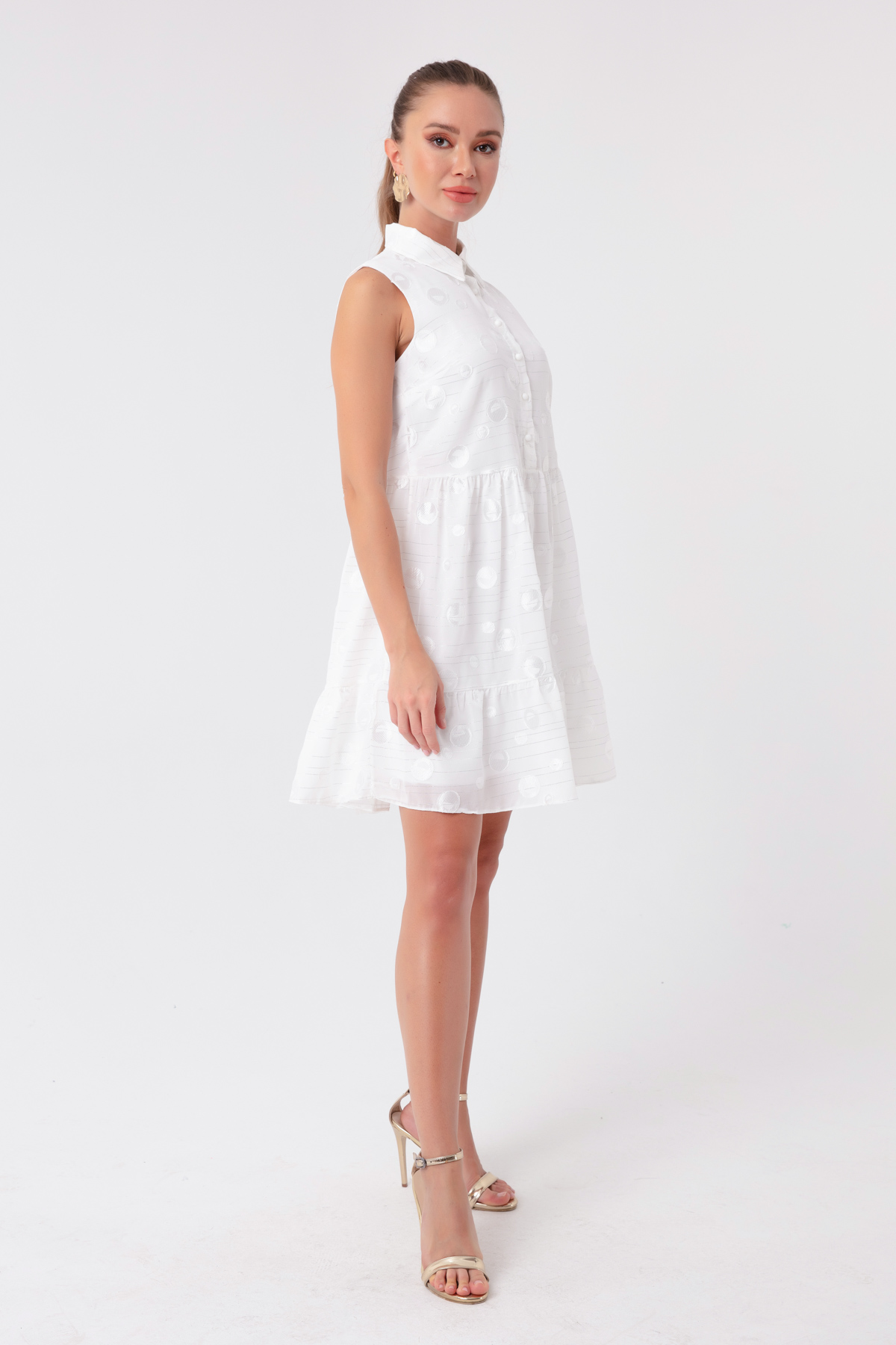 Women's White Frilly Mini Dress