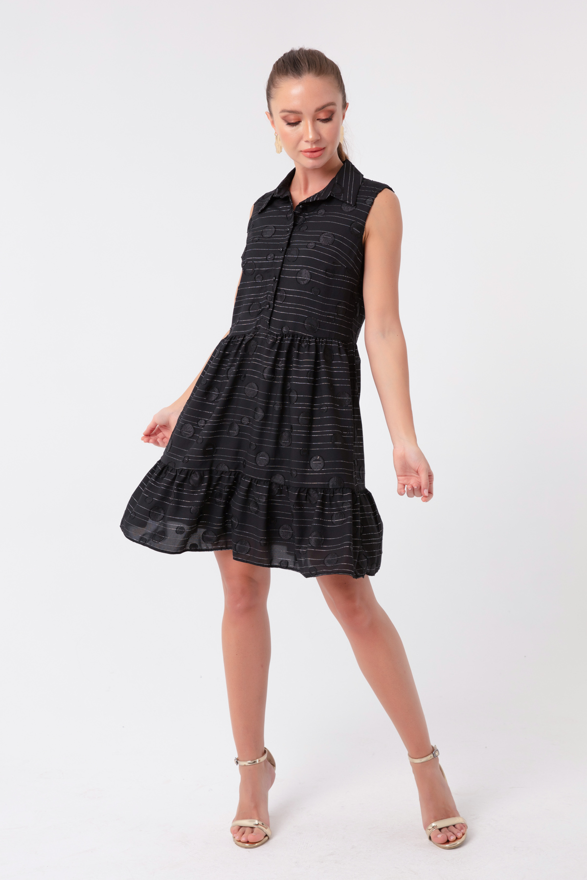 Women's Black Frilly Mini Dress