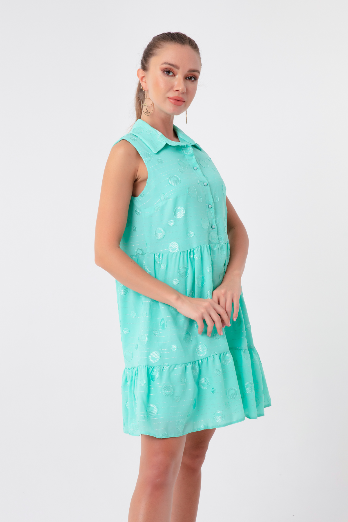 Women's Mint Green Frilly Mini Dress
