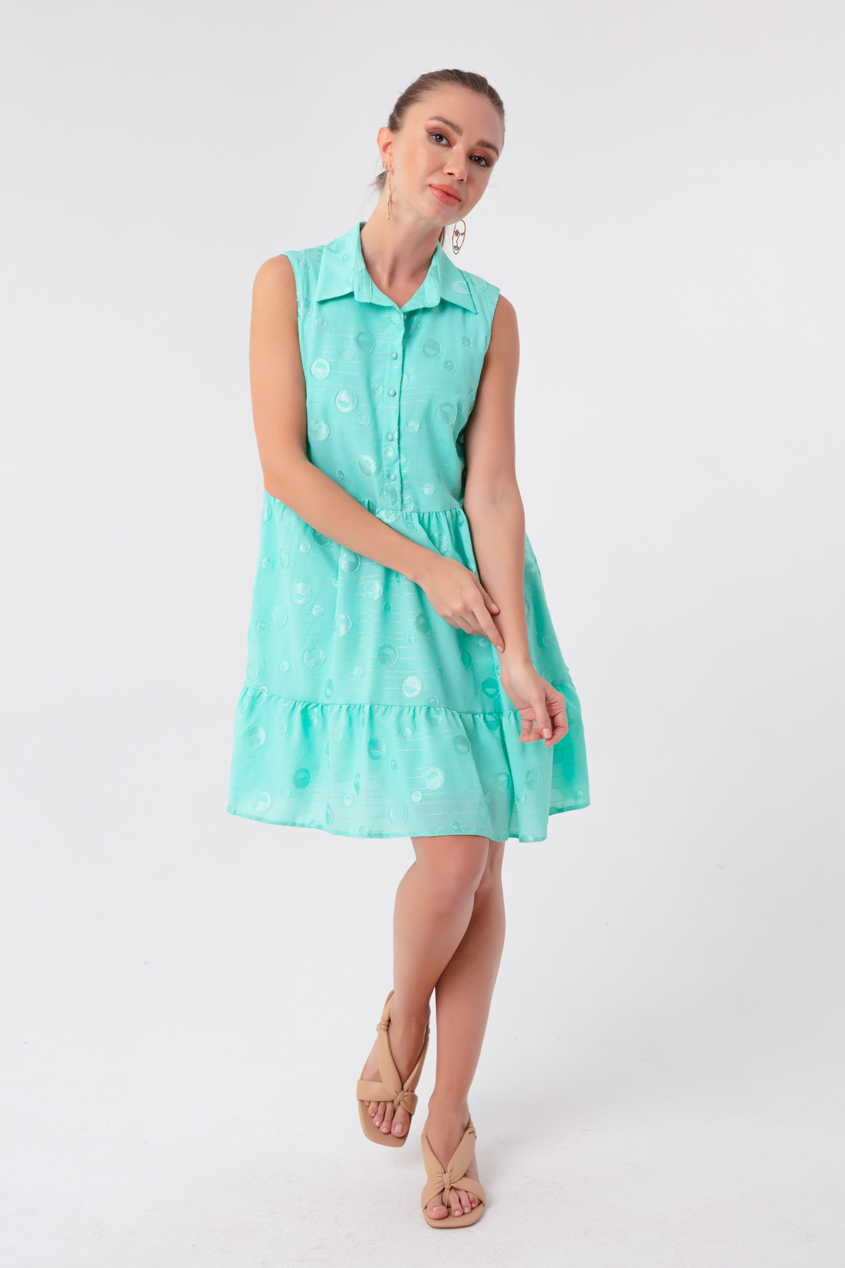 Women's Mint Green Frilly Mini Dress