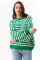 Women's Green Striped Knitwear Sweater