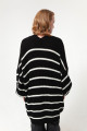 Women's Black-White Striped Knitwear Cardigan