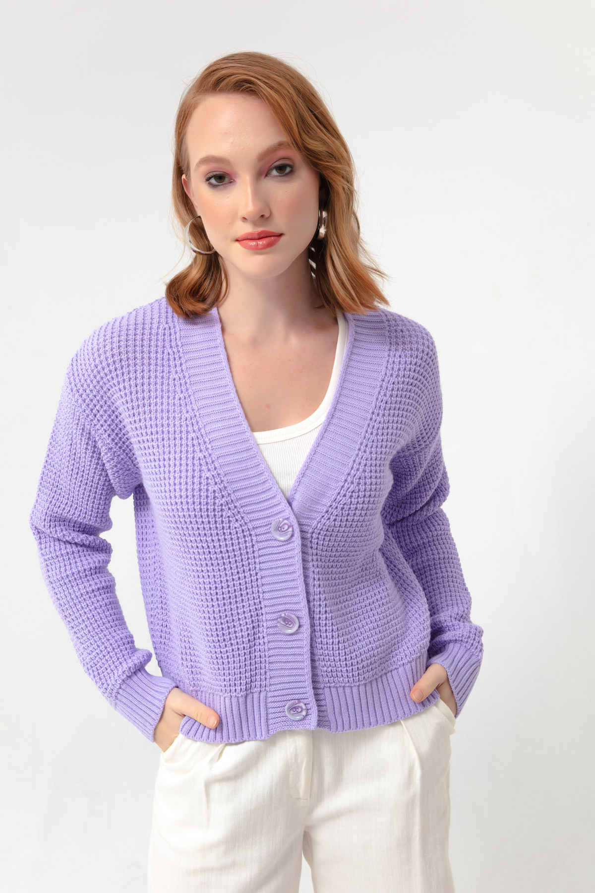 Women's Lilac Knitwear Cardigan