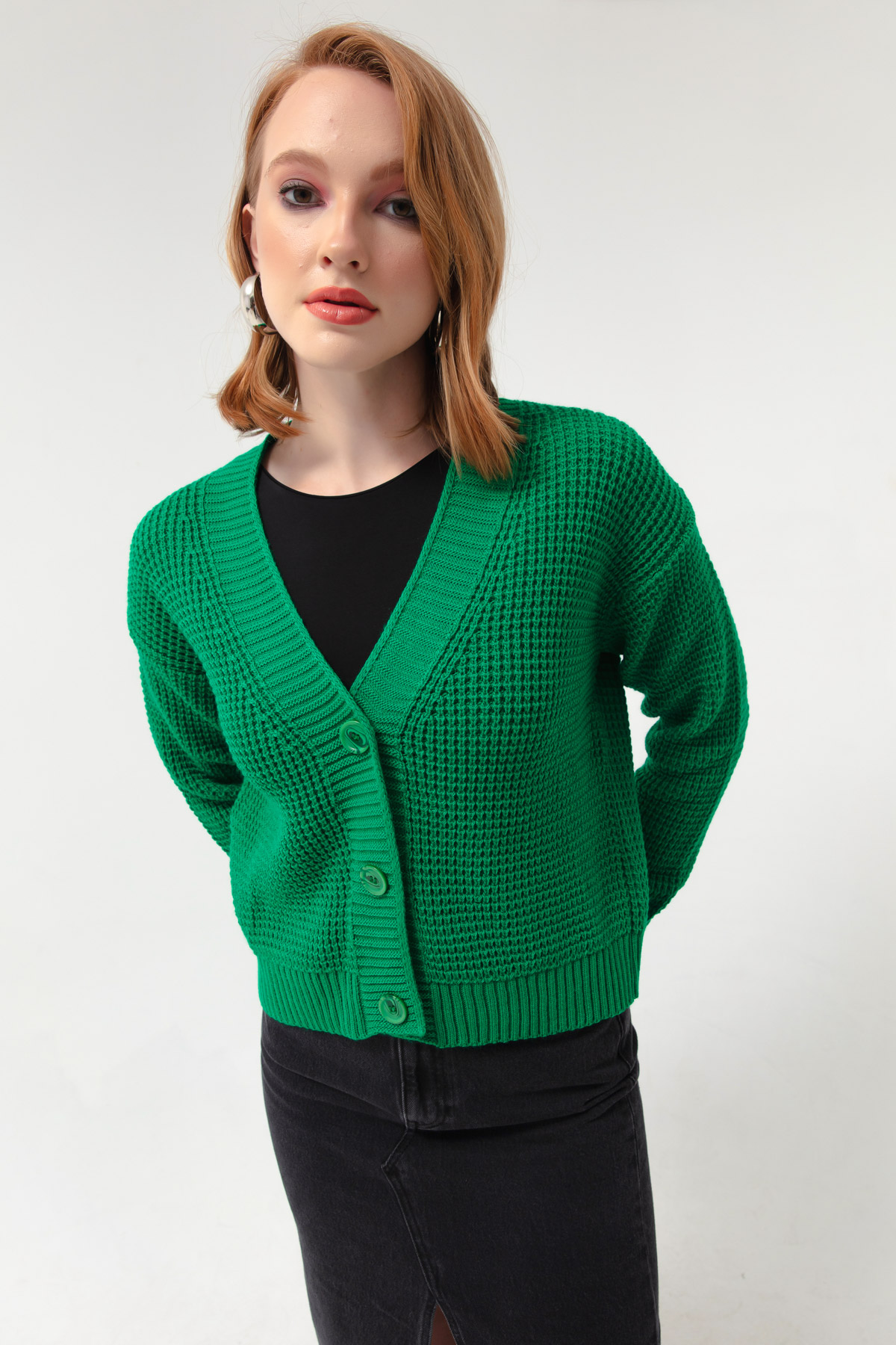 Women's Green Knitwear Cardigan