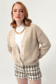 Women's Stone Colour Knitwear Cardigan