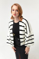 Women's White Striped Knitwear Cardigan