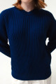 Women's Sax Crew Neck Knitwear Sweater