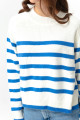 Women's Blue Striped Knitwear Sweater