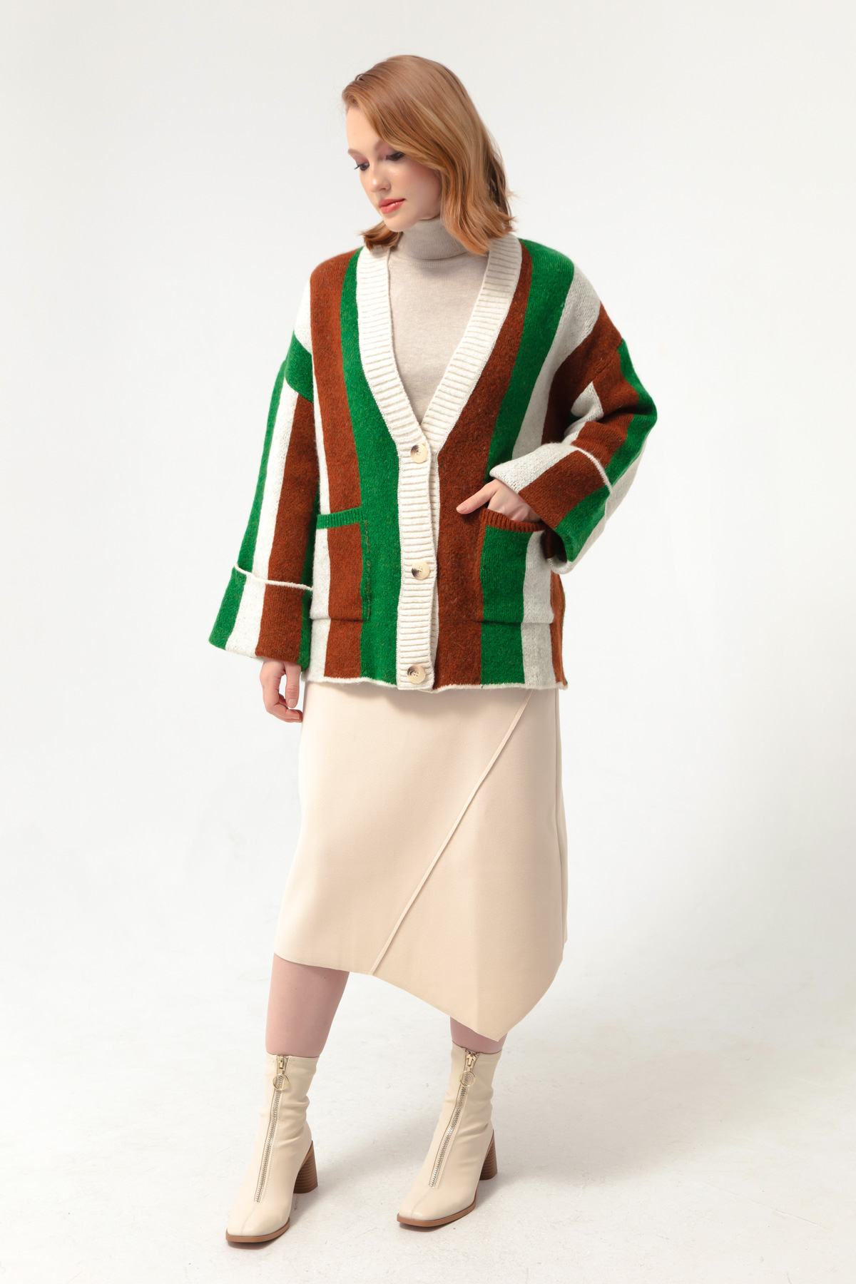 Women's Brown Knitwear Jacket