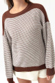 Women's Brown Boat Neck Knitwear Sweater