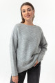 Women's Gray Boat Neck Knitwear Sweater