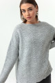 Women's Gray Boat Neck Knitwear Sweater