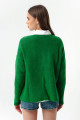 Women's Green Boat Neck Knitwear Sweater