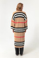 Women's Brown Patterned Long Knitwear Cardigan