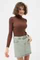 Women's Brown Turtleneck Knitwear Sweater