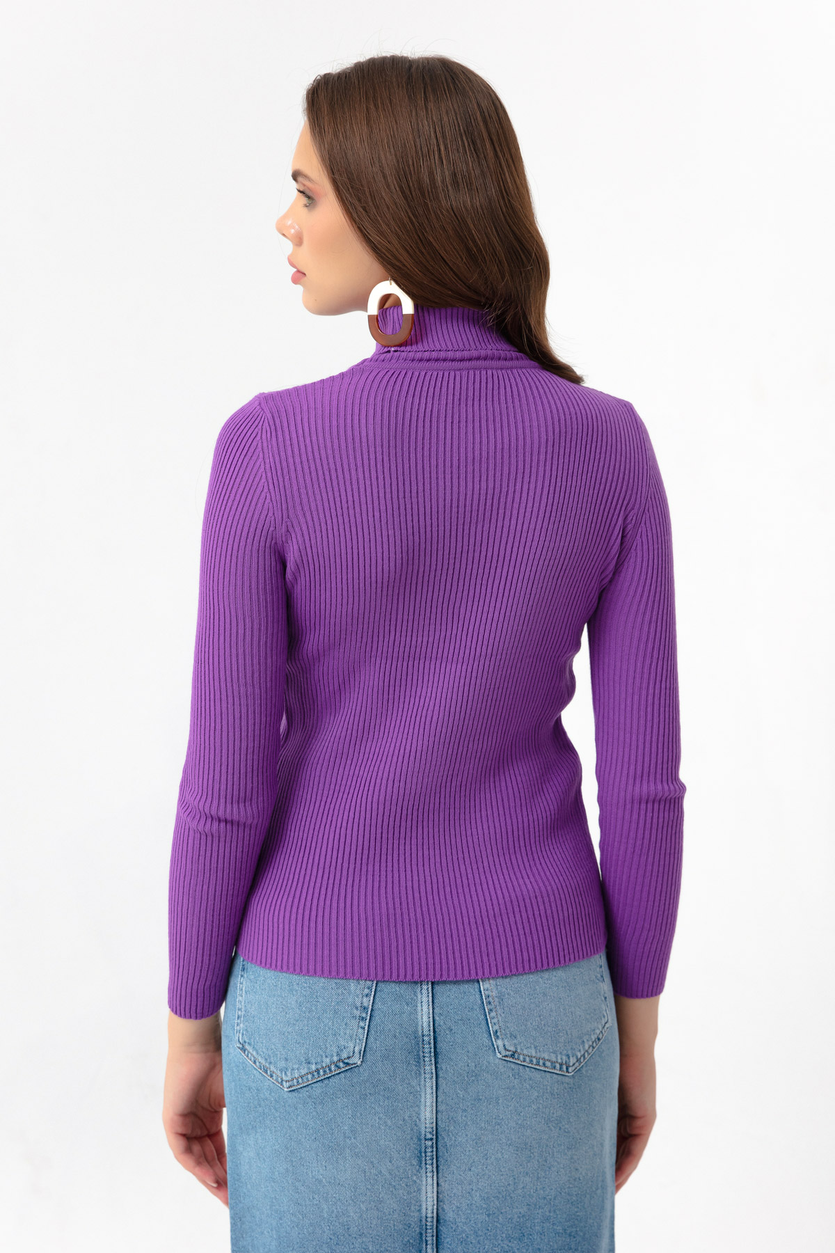 Women's Purple Turtleneck Knitwear Sweater