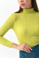 Women's Pistachio Green Turtleneck Knitwear Sweater