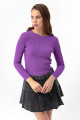 Women's Purple Crew Neck Knitwear Sweater