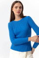 Women's Blue Crew Neck Knitwear Sweater