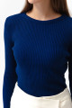 Women's Navy Blue Crew Neck Knitwear Sweater