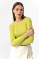 Women's Pistachio Green Crew Neck Knitwear Sweater