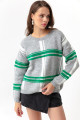 Women's Gray Striped Knitwear Sweater
