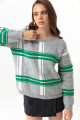 Women's Gray Striped Knitwear Sweater