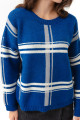 Women's Sax Striped Knitwear Sweater