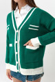 Women's Emerald Green Pocket Detailed Knitwear Cardigan