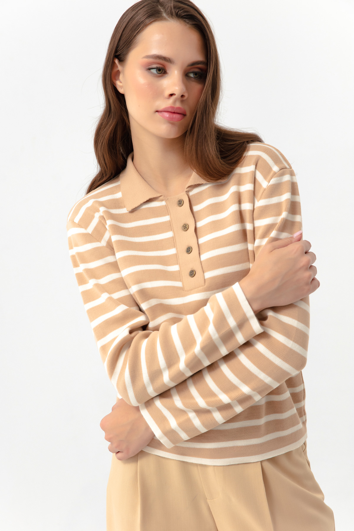Women's Mink Striped Knitwear Sweater