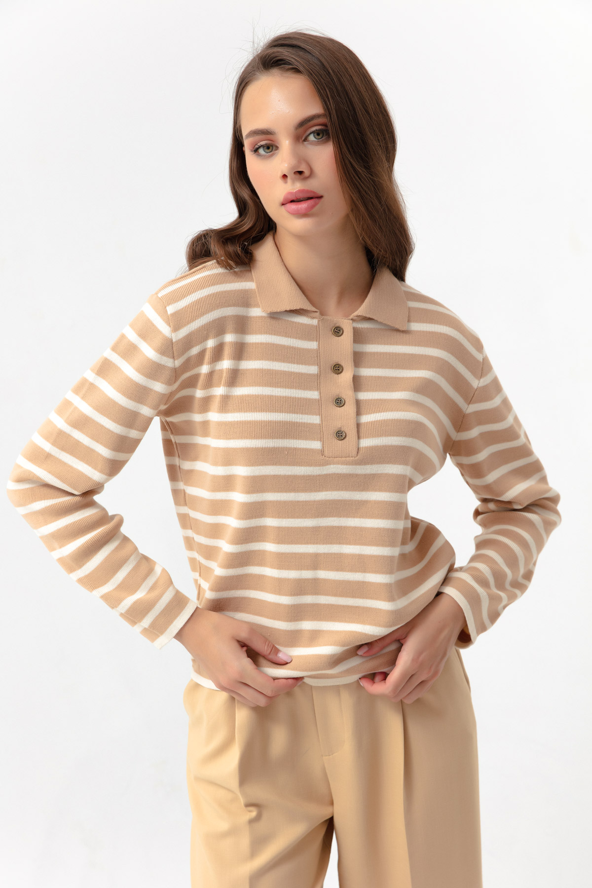Women's Mink Striped Knitwear Sweater