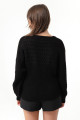 Women's Black Boat Neck Knitwear Sweater