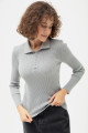 Women's Gray Polo Neck Knitwear Sweater