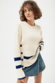 Women's Navy Blue Buttoned Knitwear Sweater