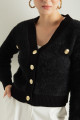 Women's Black Gold Buttoned Knitwear Cardigan
